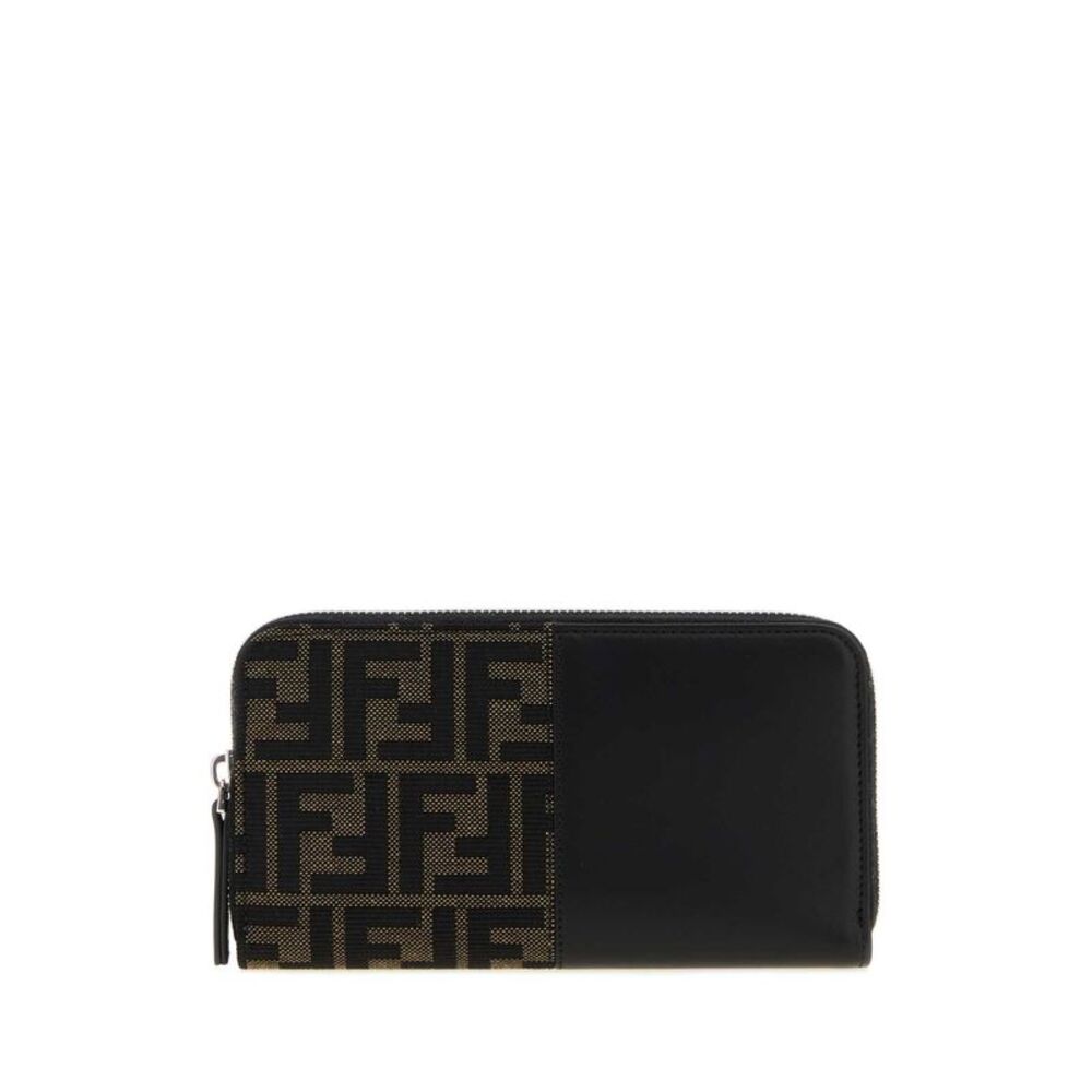 Fendi Men Two-Tone Jacquard And Leather Ff Wallet